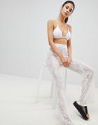 Prettylittlething Lace Beach Pants - White