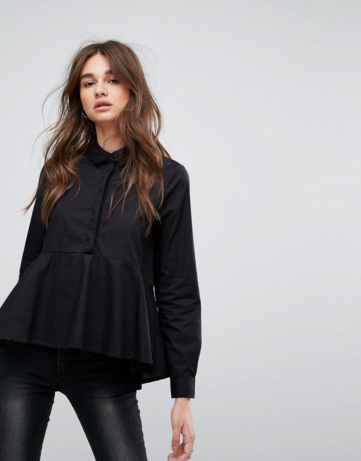 Noisy May Kyra High Low Shirt - Black