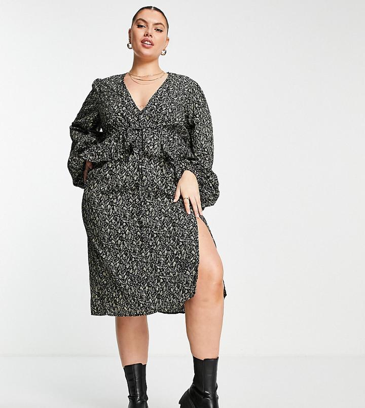 Missguided Plus Ruffle Midi Dress In Black