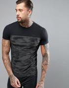 Jack & Jones Tech T-shirt With Stripe And Printed Panel - Black