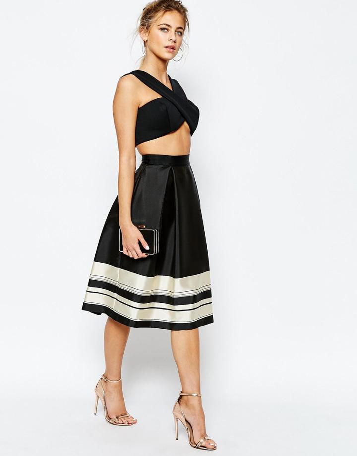Ted Baker Full Skirt Stripe Border - Black