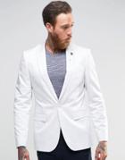 Asos Super Skinny Blazer In Cotton - White