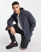 New Look Fleece Zip Though Sweat With Badge In Dark Blue-blues