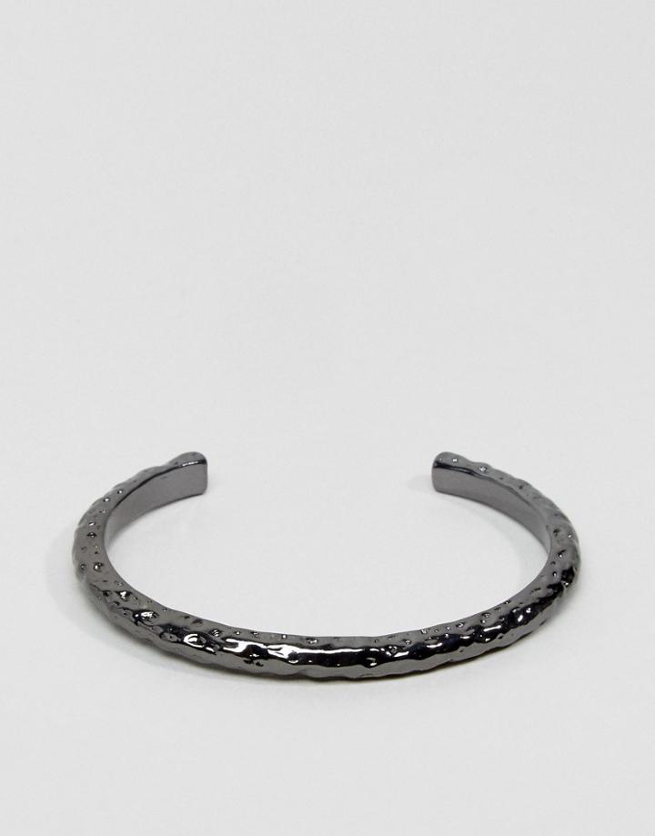 Icon Brand Hammered Cuff Bangle Bracelet In Gunmetal - Silver