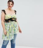 Asos Curve Exclusive Mix Print Floral Top - Multi