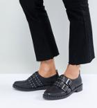 Asos Molten Premium Leather Flat Shoes - Black