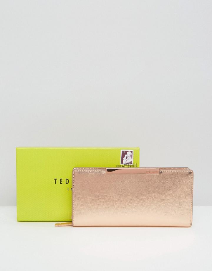 Ted Baker Textured Bar Zip Matinee Wallet - Gold