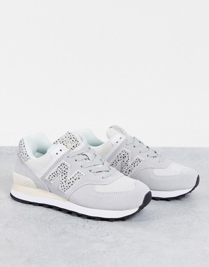 New Balance 574 Animal Sneakers In White And Leopard - Exclusive To Asos