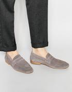 Asos Penny Loafers In Gray Suede - Gray