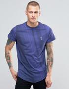 Religion T-shirt With Curved Hem And Gradient Fade - Navy
