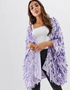 Asos Design Sequin Kimono Jacket - Purple