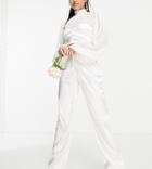 Tfnc Petite Bridal Satin Pants In Ivory-white