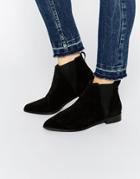 Asos Alba Pointed Suede Chelsea Ankle Boots - Black