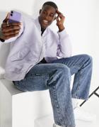 Topman Ma1 Padded Bomber Jacket In Pale Lilac-purple