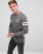 Only & Sons Sweat With Logo And Stripe Sleeve Detail - Gray