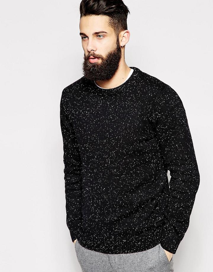 Only & Sons Knitted Sweater With All Over Jacquard - Black