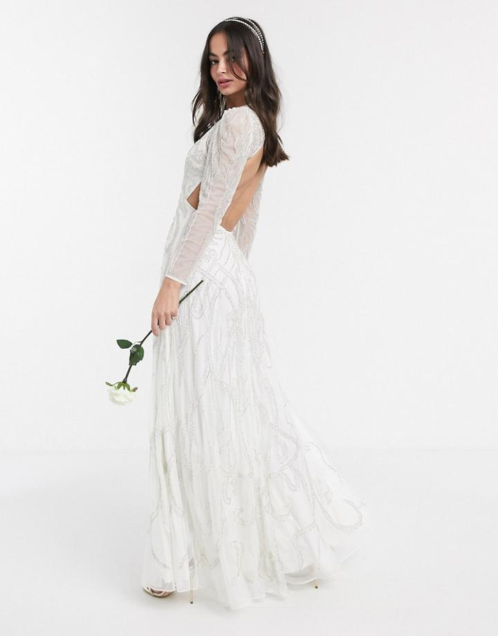 Asos Edition Charlotte Nouveau Embellished Maxi Wedding Dress-white