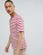 Mango Man Striped T-shirt In Red - Red