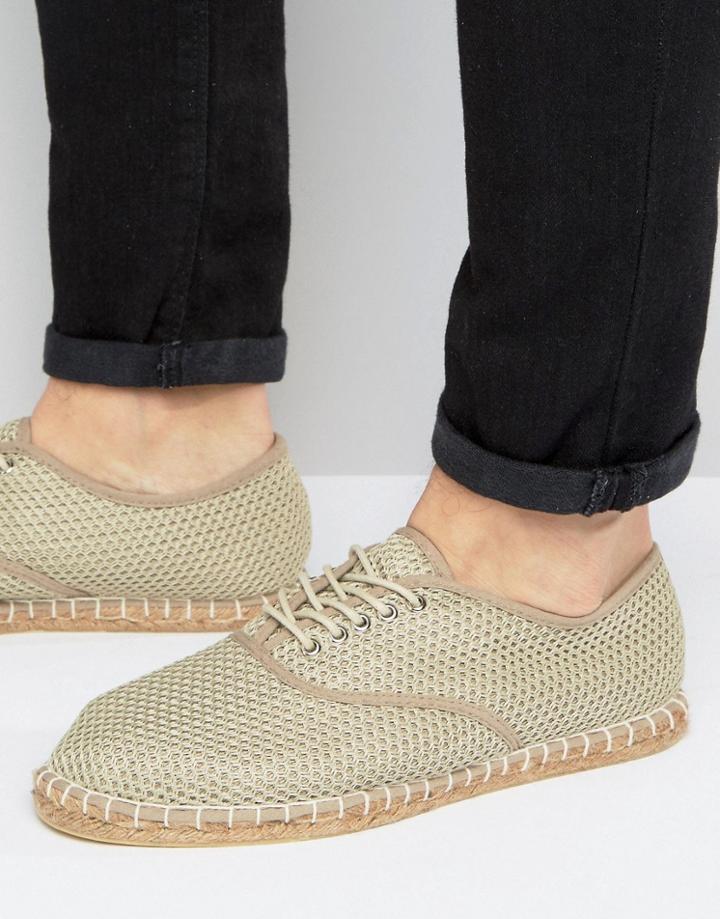 Asos Oxford Espadrilles In Stone Mesh - Stone