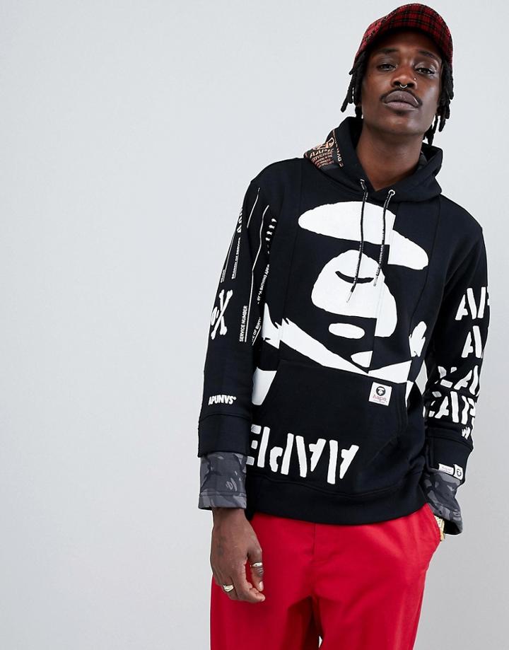 Aape By A Bathing Ape Hoodie With Contrast Print Placement - Black