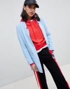 Stradivarius Longline Zip Detail Coat - Blue