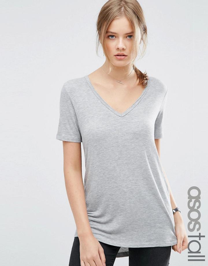 Asos Tall The New Forever T-shirt With Dip Back - Gray
