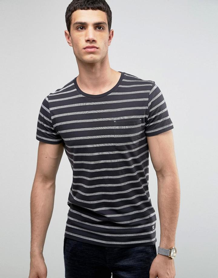Selected Homme Crew Neck Pocket T-shirt With Stripe - Navy