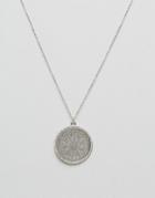 Nylon Silver Plated Filigree Disc Pendant Necklace - Silver