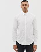 Emporio Armani Slim Fit Logo Poplin Shirt In White - White