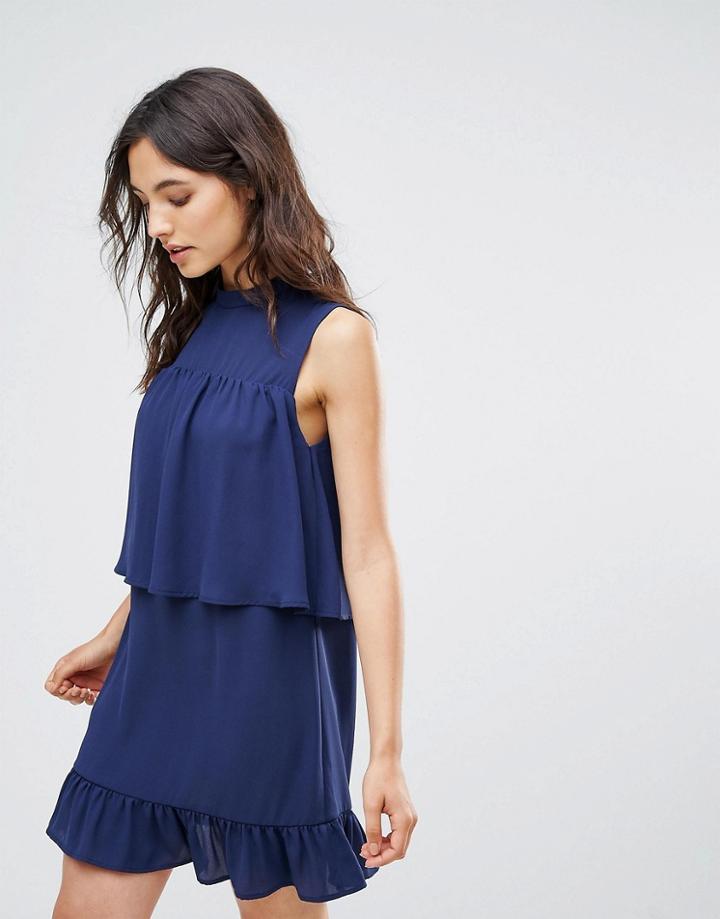 Rage Frilled Layer Dress - Navy