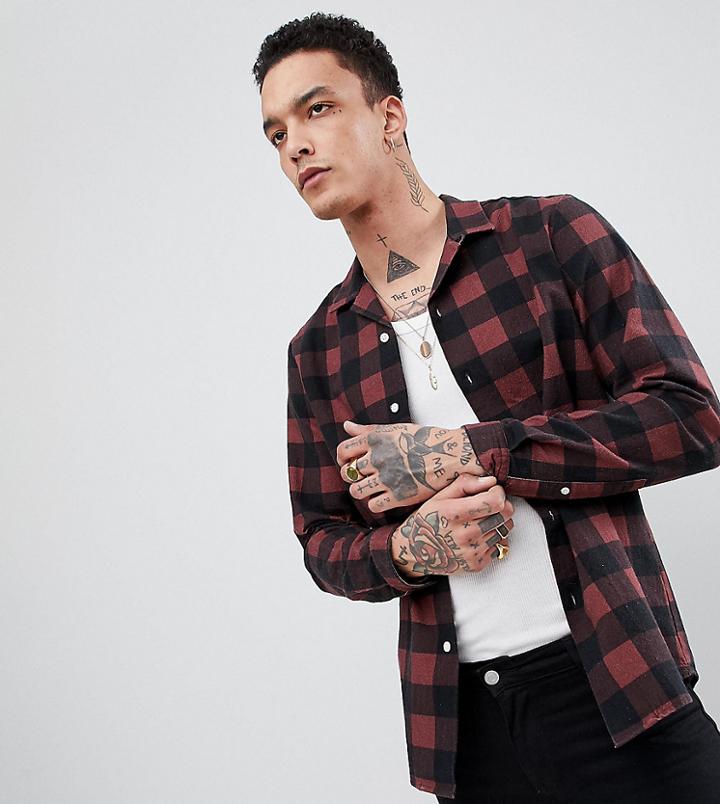 Heart & Dagger Shirt In Buffalo Plaid - Red