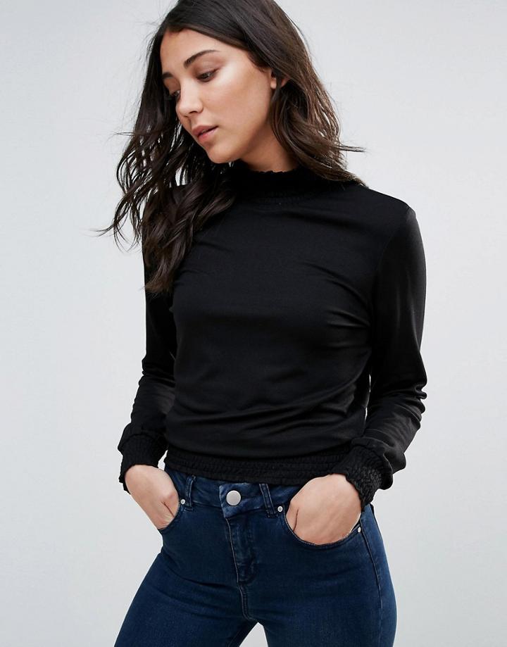 Only Anne Smock Turtleneck Top - Black