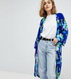 Reclaimed Vintage Inspired Floral Kimono - Blue