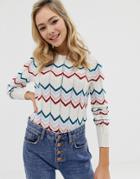 Asos Design 70s Chevron Sweater-multi