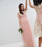 Chi Chi London Maternity Bardot Neck Sleeveless Maxi Dress With Premium Lace And Tulle Skirt - Pink
