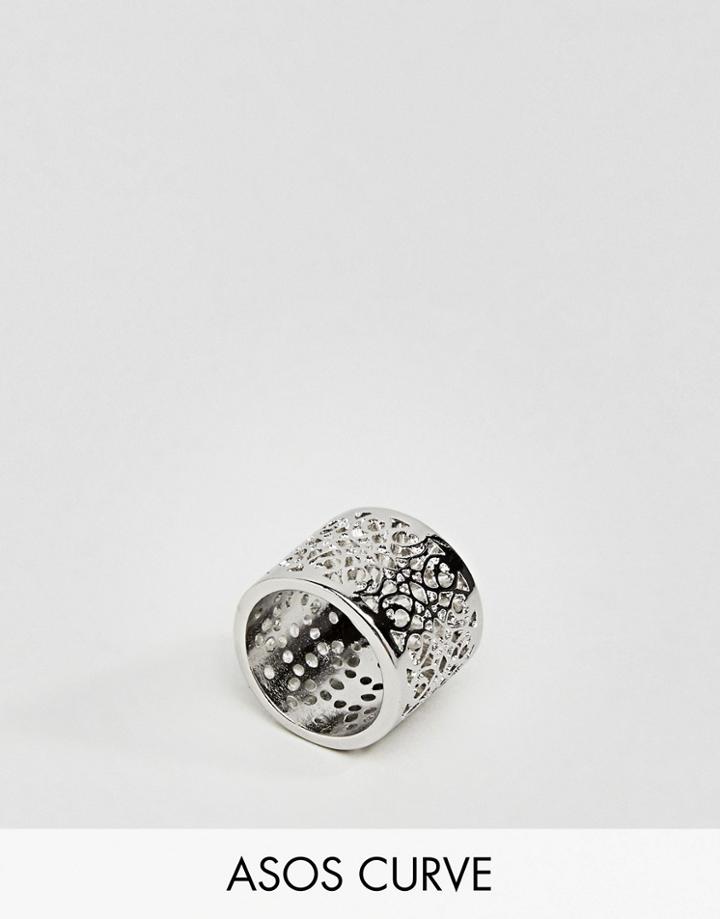 Asos Curve Exclusive Filigree Cut Out Ring - Silver