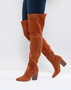 Asos Koi Suede Over The Knee Boots - Tan