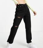 Missguided Petite Wrath Recycled Ripped Jean In Black