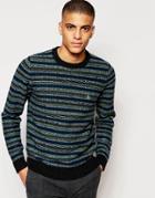 Original Penguin Striped Wool Knitted Sweater - Black