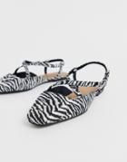 Asos Design Loyal Ballet Flats In Zebra - Multi