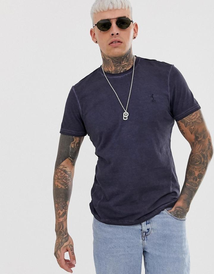 Relgion Oil Wash Crew Neck T-shirt - Navy