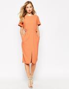 Asos Wiggle Dress In Crepe With Open Back And D-ring - Terracotta $64.50