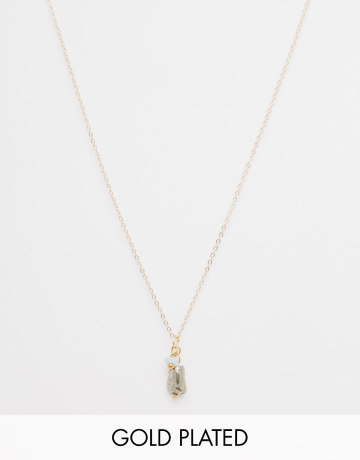 Mirabelle Pyrite Nugget And Amazonite Gold Plated Necklace On 45cm Gold Plated Chain - Gold