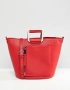 Faith Red Tote Bag With Front Zip Pocket - Red