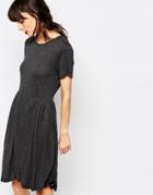 Just Female Imani Smock Dress In Jersey - Anthracite Melange