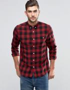 Asos Buffalo Plaid Shirt In Red With Long Sleeves In Regular Fit - Red