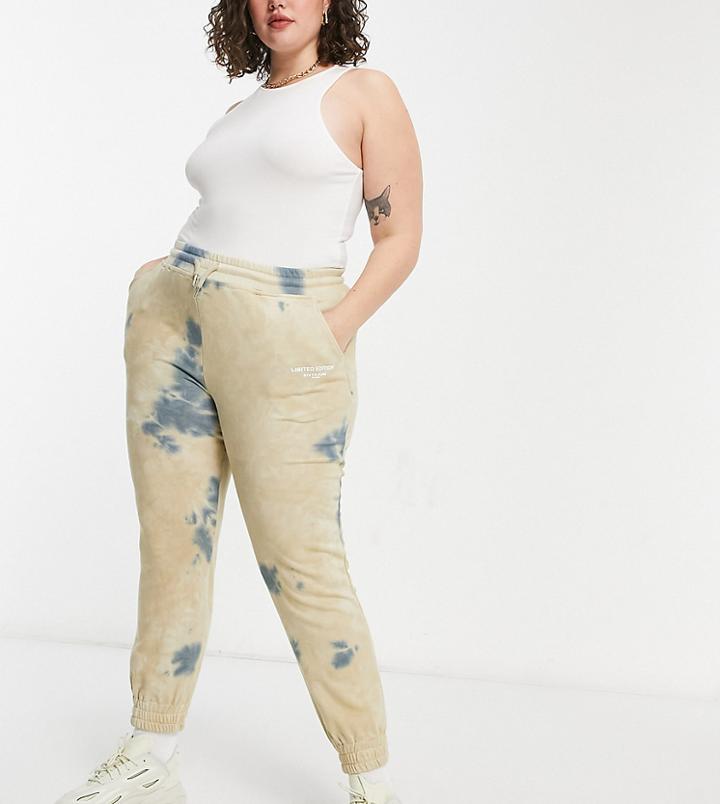 Sixth June Plus Relaxed Sweatpants In Washed Tie-dye Set-neutral