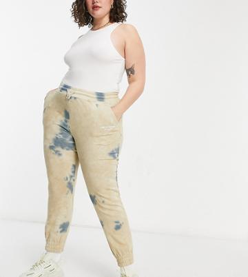Sixth June Plus Relaxed Sweatpants In Washed Tie-dye Set-neutral