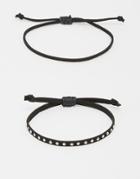 Asos Suede Look Bracelet With Studs In Black - Black