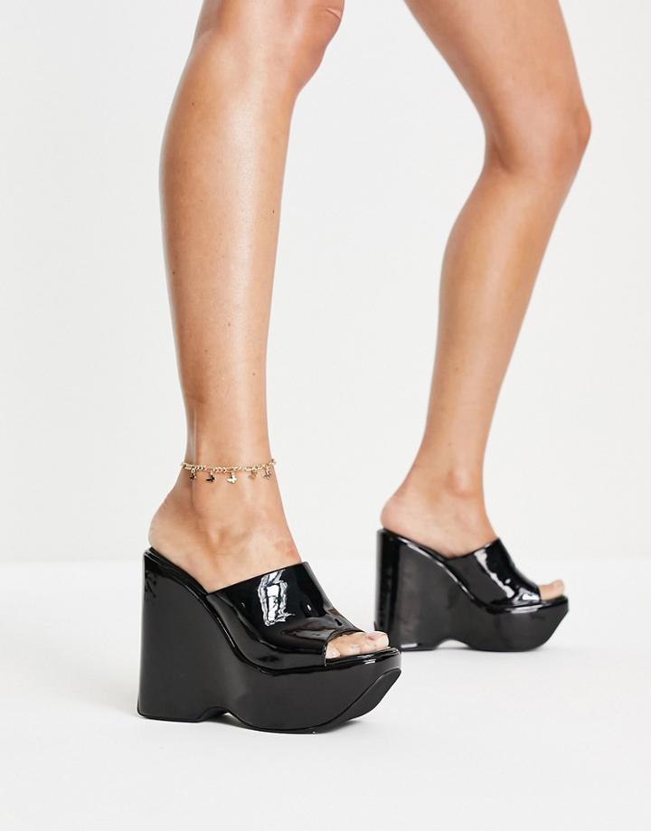 Simmi Patent Platform Mules In Black